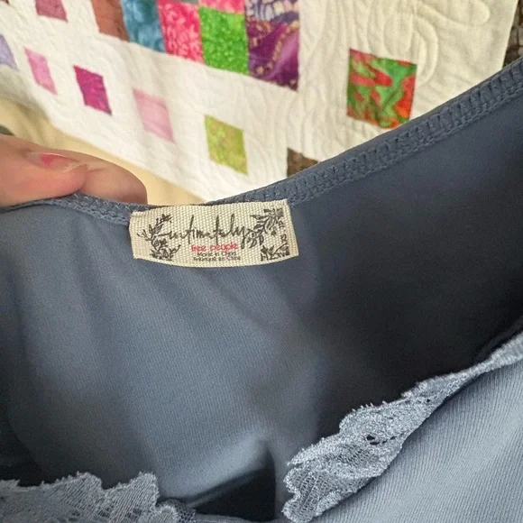 Free People Light Blue Lace Trim Top - Picture 4 of 5